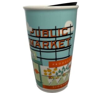 2016 Starbucks Pike Place Public Market Seattle Ceramic Tumbler Travel Cup 12 oz